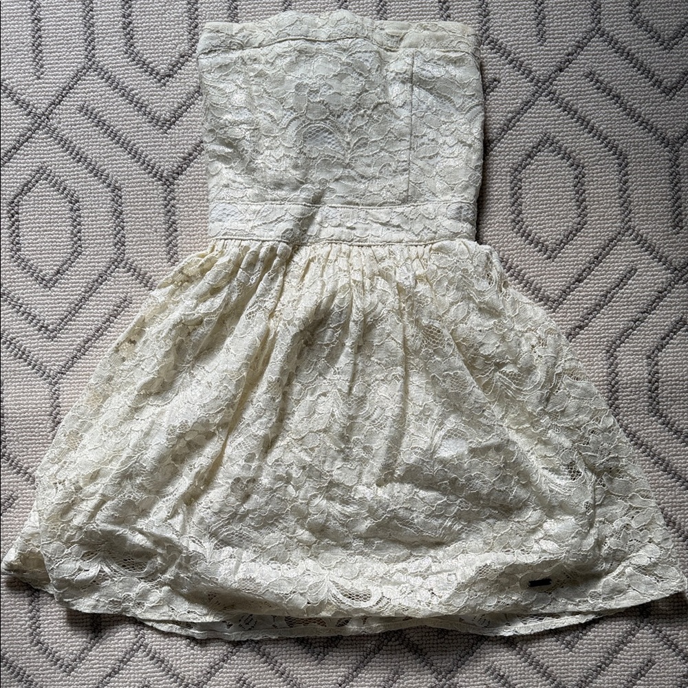abercrombie Kids Elegant Cream Lace Kids Strappless Top sz small